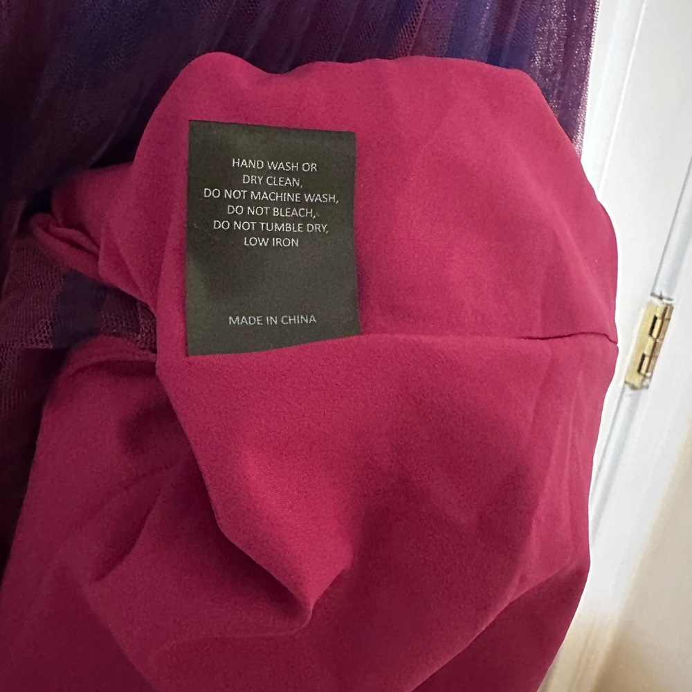 Hutch Tarina Pleated One Shoulder Gown in Vibrant Purple and Pink, New - Picture 10 of 13